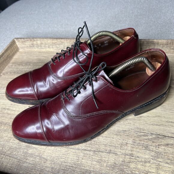 Allen Edmonds Park Avenue Burgundy Cap Toe Dress Oxford Leather Shoes Size 8.5 C - Picture 1 of 15